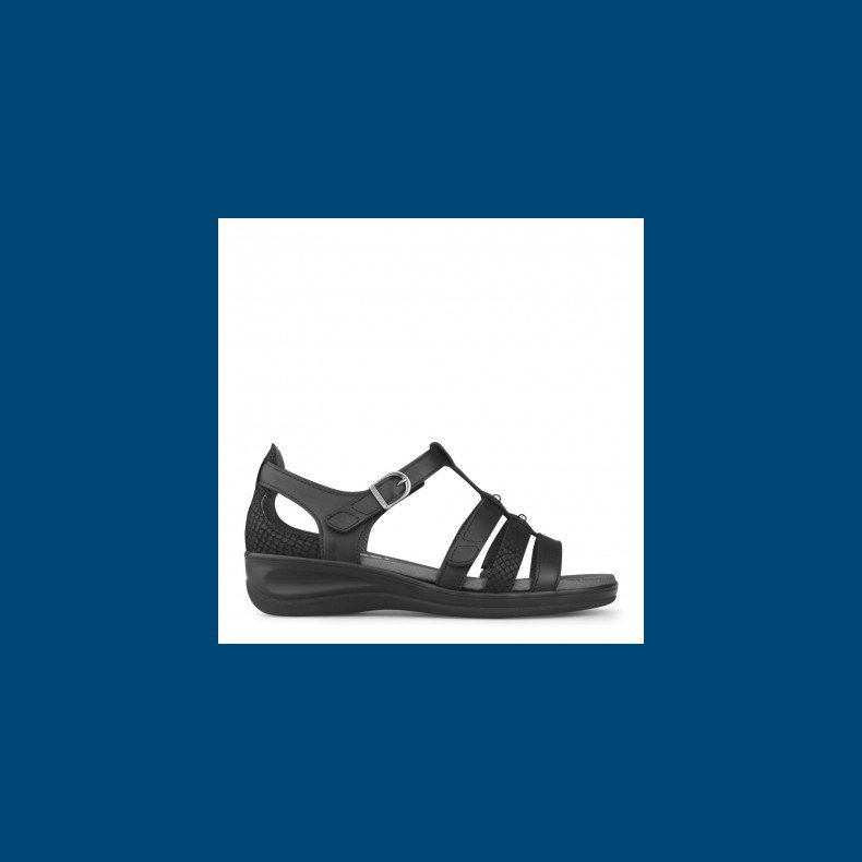 New Feet Sandal med velcro og elastik Sort