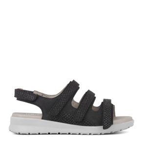 New Feet Sandal med velcroremme pr�get sort