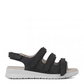 New Feet Sandal med velcroremme prget sort