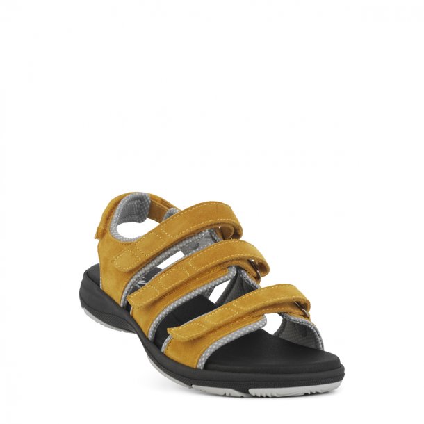 Sjov Rang Specialitet New Feet - Sandal m. 3 velcroremme - Gylden - Dame sandaler - Boisen