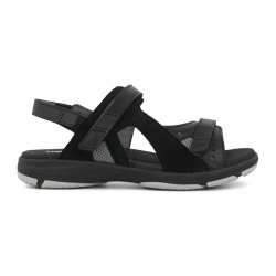 New Feet Damesandal med to velcrobnd og justerbar hlstrop Sort