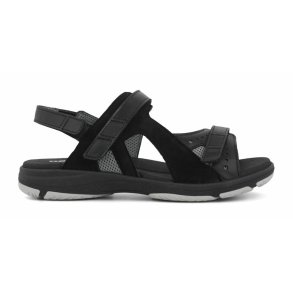 New Feet Damesandal med to velcrobnd og justerbar hlstrop Sort
