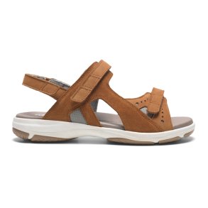 New Feet Damesandal med to velcrobnd og justerbar hlstrop Brun