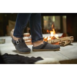 New Feet hjemmesko i filtet uld med sp�nde Antracitgr�